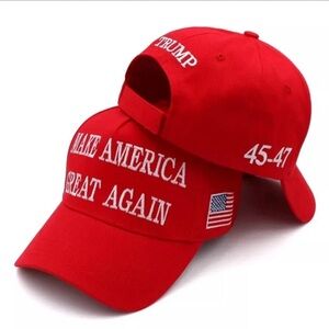 Red Cap with Embroidered Slogan